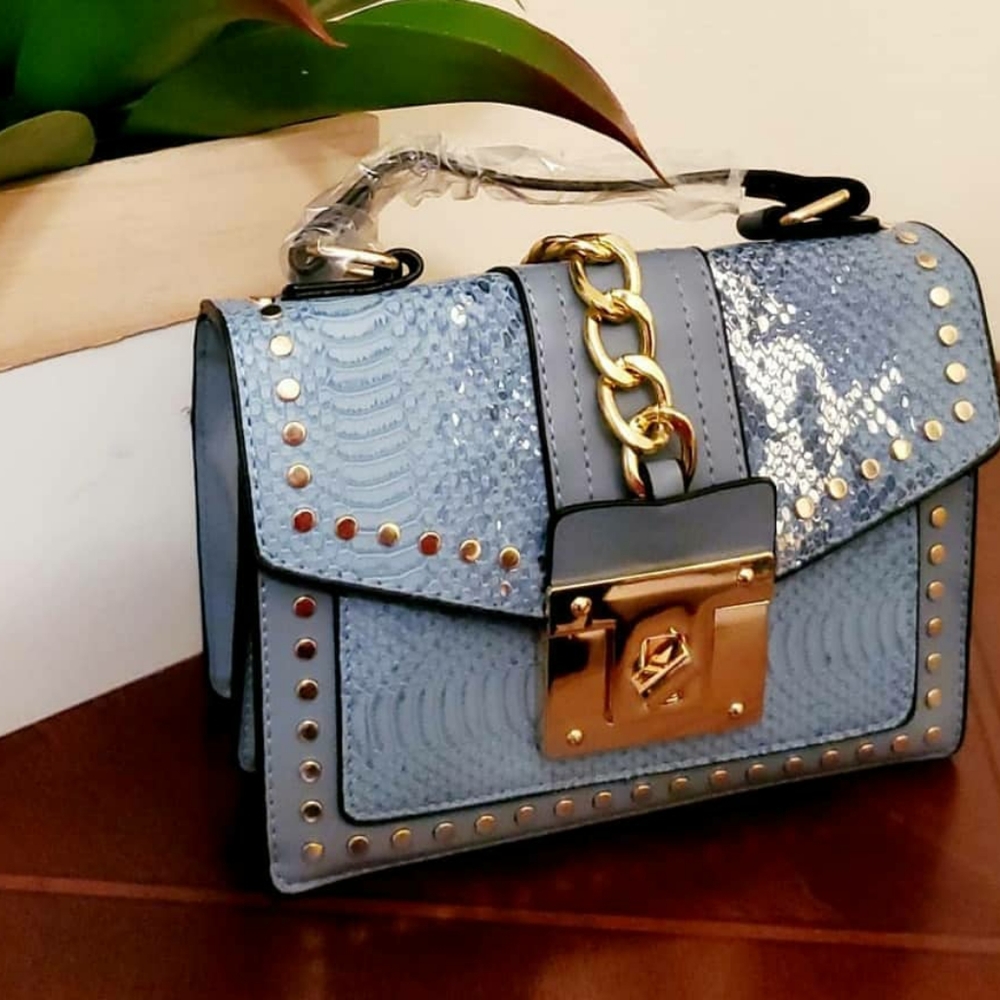 Blue and Gold snakeskin pattern purse.